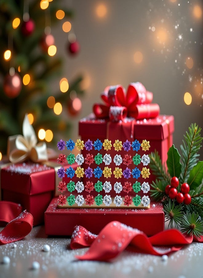 BWESOO 50 Pcs Colorful 1 Inch Gift Bows Mini Christmas Bows Metallic Star Bows Party Gifts Wrapping Bows Adhesive Holiday Presents Bows for Valentine's Day，Gift Wrapping Supplies，Gift Wrap Bows - Image 5